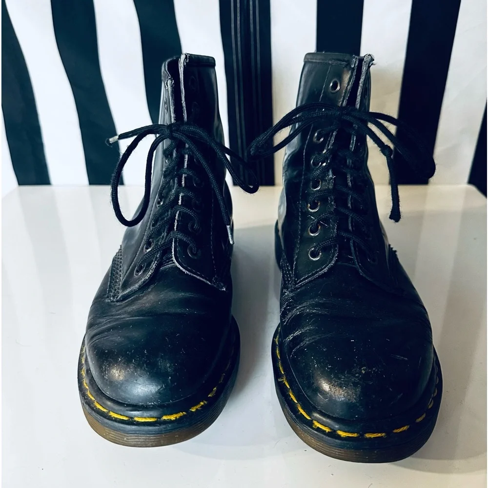 Dr. Martens Vintage Made in England Classic Smooth Black Pascal Leather Boots